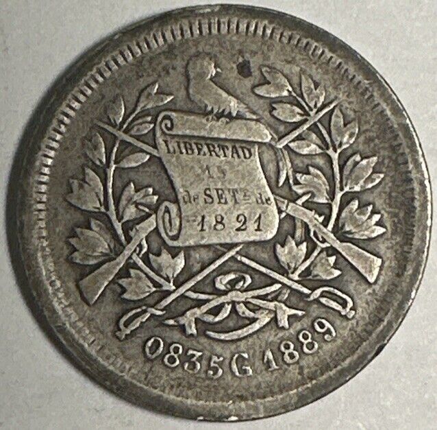 Read more about the article Guatemala 1889 .835 Silver 25 Centavos