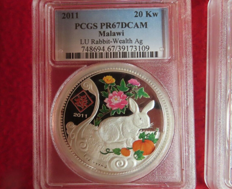 Read more about the article Africa Malawi 20 kwacha Year of Rabbit Lunar Zodiac .999 silver coin pcgs pr67