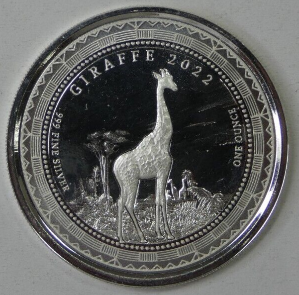 Read more about the article 2022 Equatorial Guinea Giraffe  1oz 999 Silver Coin (Proof-like) Scottsdale Mint