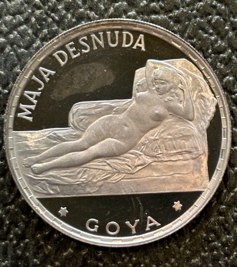 Read more about the article 1970 Equatorial Guinea 100 Pesetas Silver Proof Coin – Goya’s La Maja Desnuda