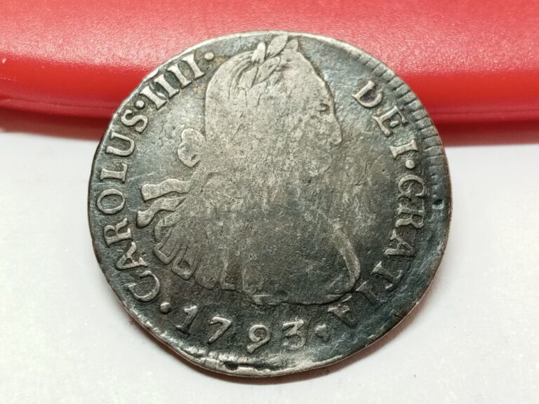 Read more about the article 1793 IJ PERU 2 REALES CAROLUS IIII Silver Coin