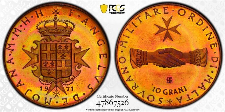 Read more about the article PR67RB 1971 Malta 10 Grani Proof  PCGS Trueview- Beautifully Toned