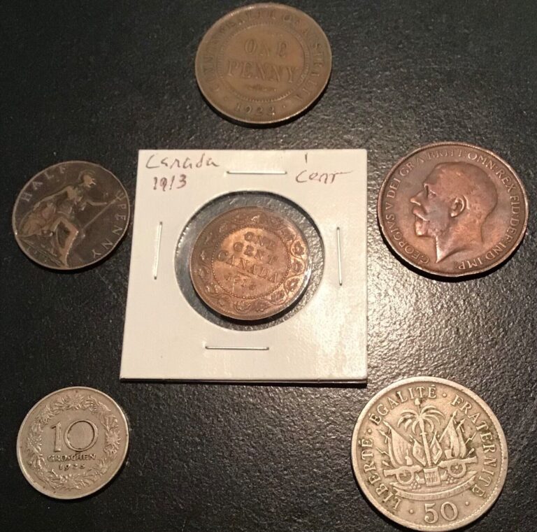 Read more about the article (6) OLD World Coins: 1908 – 1925. Austria  Canada  Haiti  Britain (See Pics).