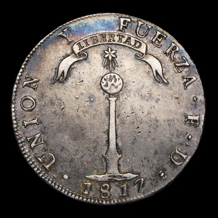Read more about the article Chile  1 Peso 1817 FD  rare assayers! Silver coin