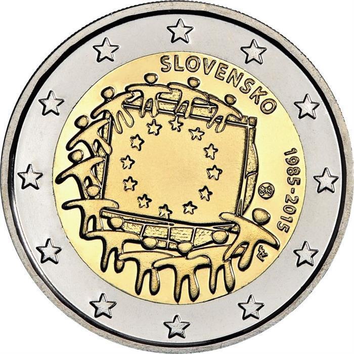 Read more about the article 2015 Slovakia € 2 Euro Uncirculated UNC Coin European Union EU Flag 30 Years