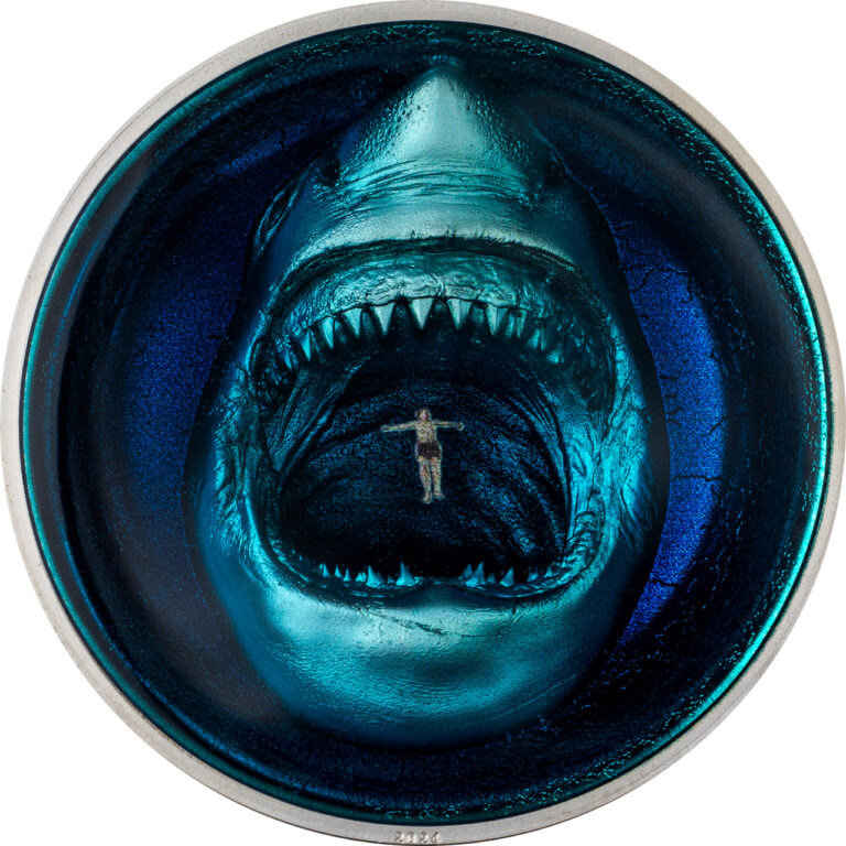 Read more about the article 2024 Palau Phobias Thalassophobia Coin 2 oz Silver Box/COA Megalodon Shark