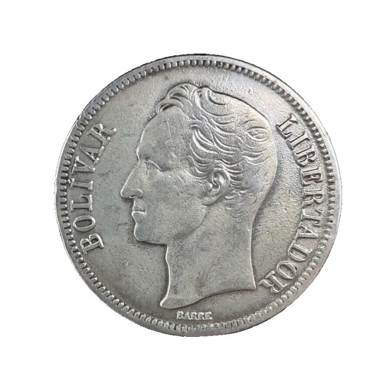 Read more about the article 1921 VENEZUELA 5 BOLÍVARES (25 GRAM) .900 Silver Crown Size Coin #24 Y#24.2