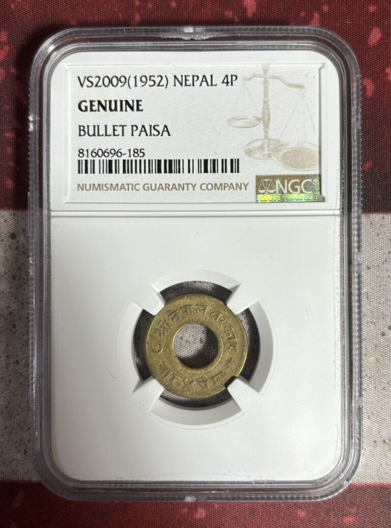 Read more about the article VS2009 (1952) Nepal 4P coin Bullet Paisa World War II – NGC Genuine