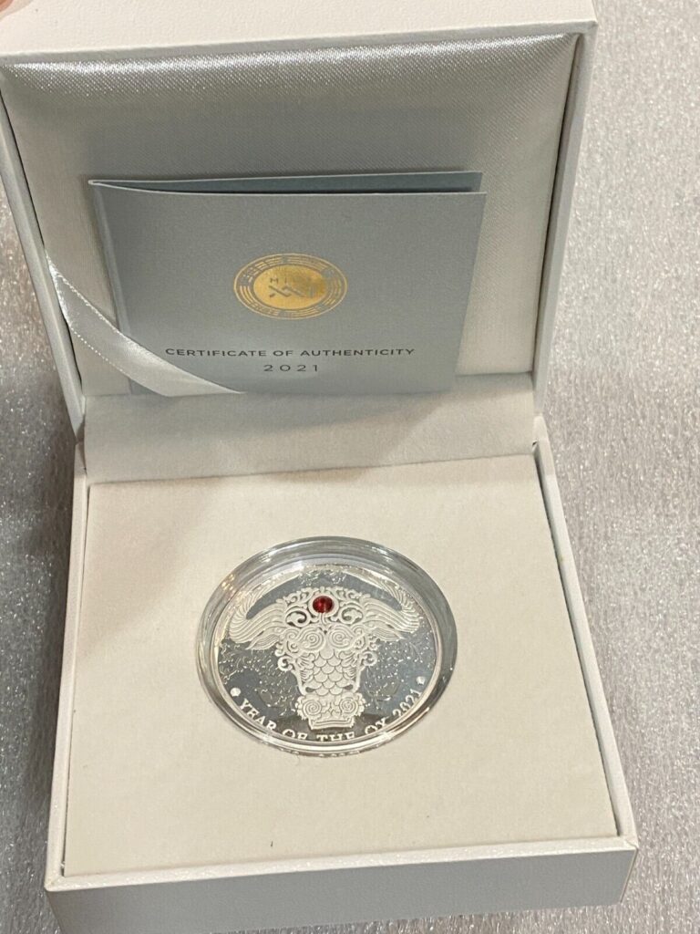 Read more about the article 2021 Ghana Lunar Year of the Ox 1/2oz Silver Proof Coin w/ Crystal Inset