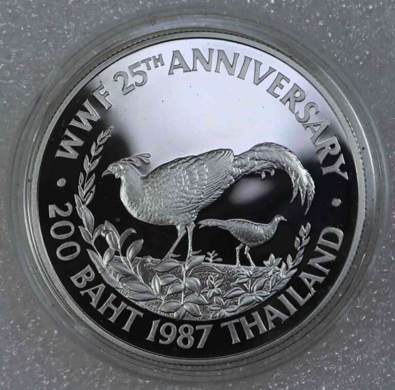 Read more about the article Thailand 200 Baht 1987 WWF Siamese Fireback Silver Coin  [753