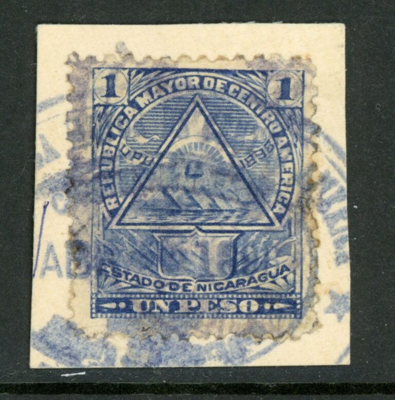 Read more about the article Nicaragua 1896 Seebeck 1 Peso Coat of Arms Postally Used B913   ⭐⭐⭐⭐⭐⭐