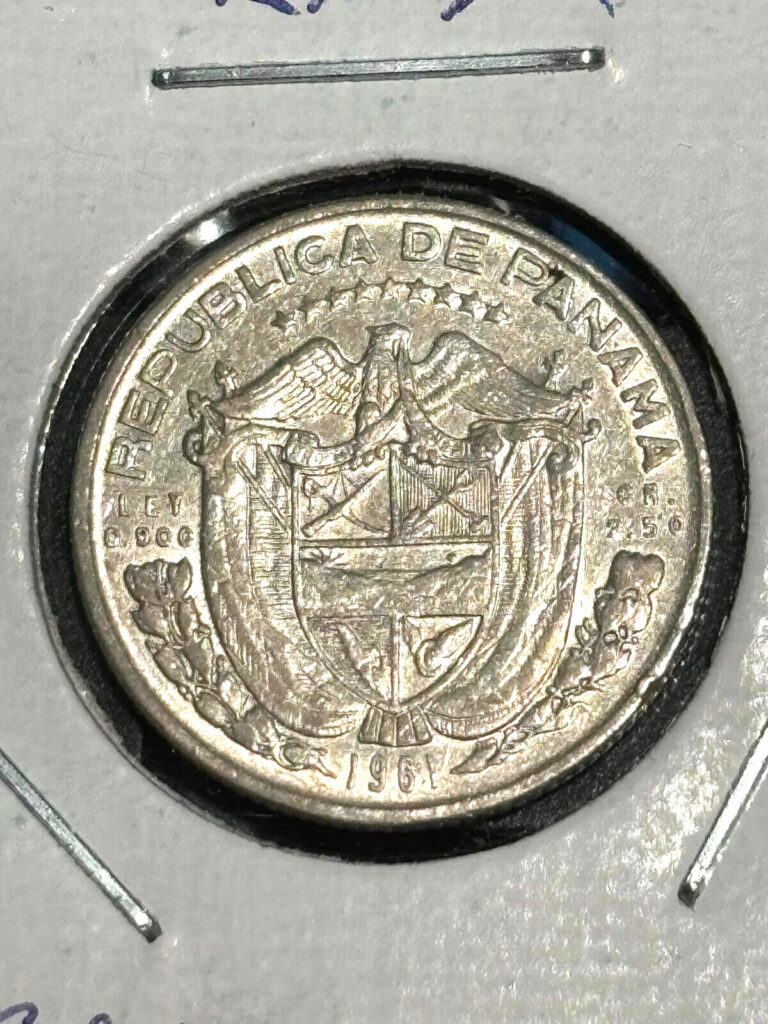 Read more about the article PANAMA 1961 1/10 BALBOA  KM24  AU  TYPE  0.900 SILVER  FREE USA SHIPPING