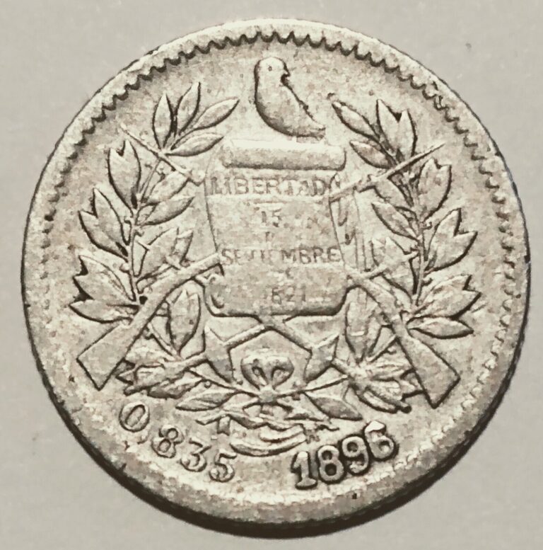 Read more about the article 1896 GUATEMALA 1/2 REAL SMALL .835 SILVER COIN