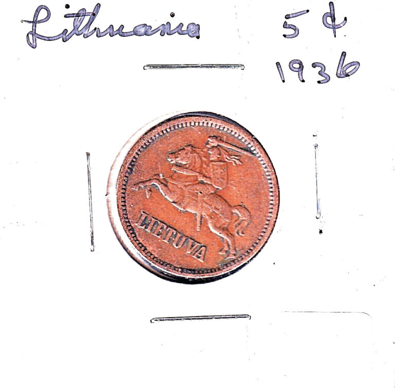 Read more about the article 1936 Lithuania 5 Centai (KM-81) Bronze  [one-year issue]