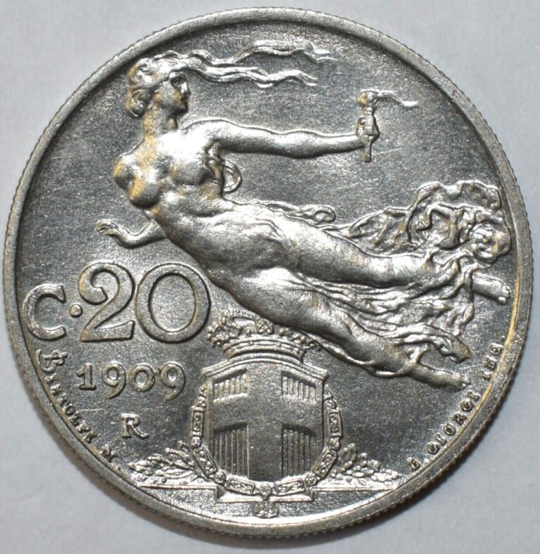 Read more about the article 1909-R Italy 20 Centesimi Coin – KM#44 High Grade