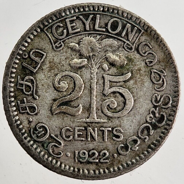 Read more about the article 1922 25 Cents Ceylon Sri Lanka Silver Coin | Fine Collectable Grade | a8760