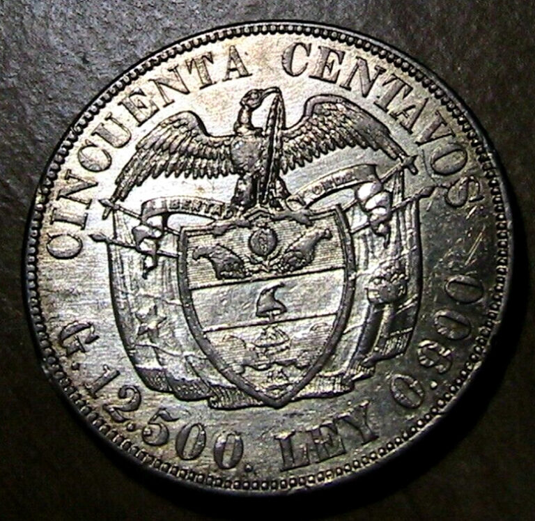 Read more about the article 1934 Colombia 50 Centavos Silver XF+ Lustrous South American Republic 50C Coin