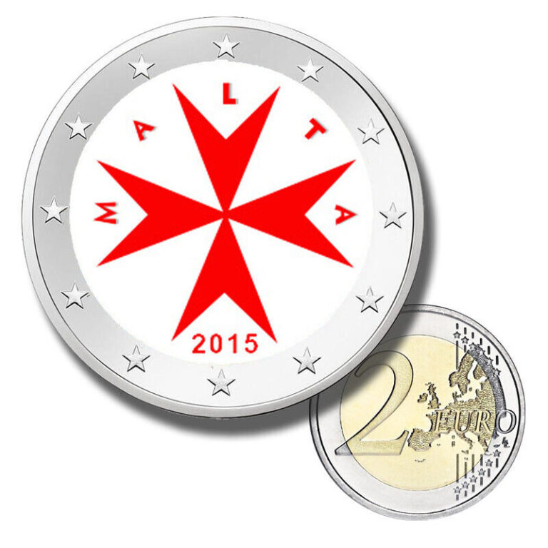 Read more about the article 2 Euro Coloured Coin 2015 Malta Maltese 8 pointed Cross original €2 Uncirculated