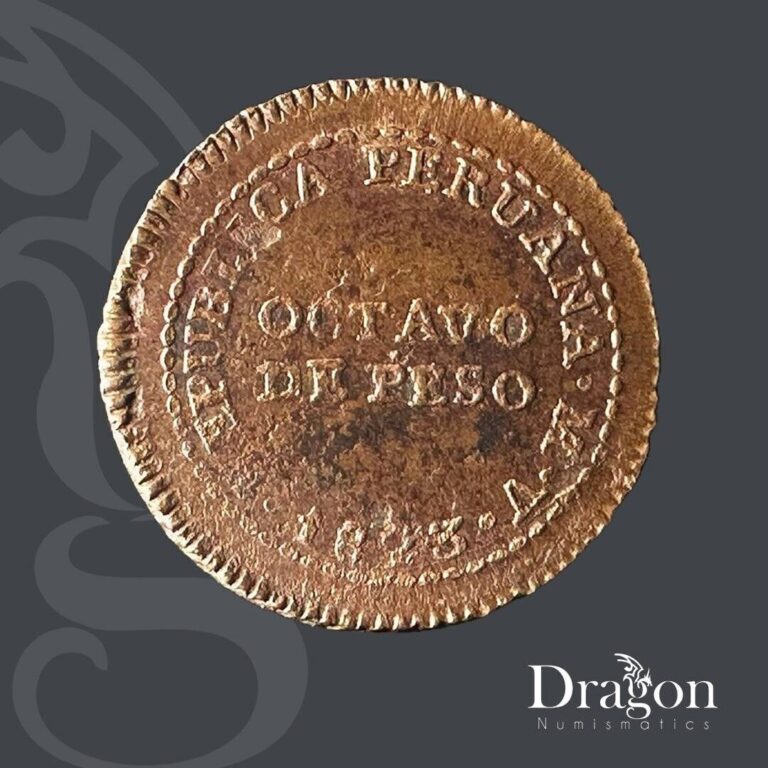 Read more about the article 1823 PERU 🇵🇪 1/8 UN OCTAVO DE PESO COPPER COIN CIRCULATED🐉