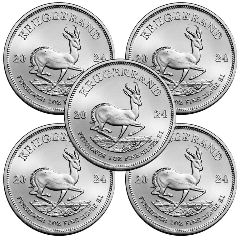 Read more about the article Lot of 5 – 2024 South Africa Silver Krugerrand 1 oz BU
