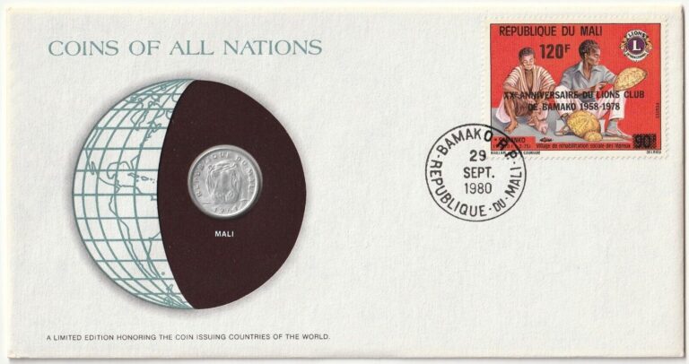 Read more about the article MALI 1961 5 FRANCS  STAMP COVER COINS OF ALL NATIONS  HIPPO  KM# 2