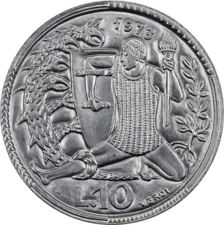 Read more about the article San Marino – 10 Lire – 1973 – Unc – Hercules fighting the Hydra