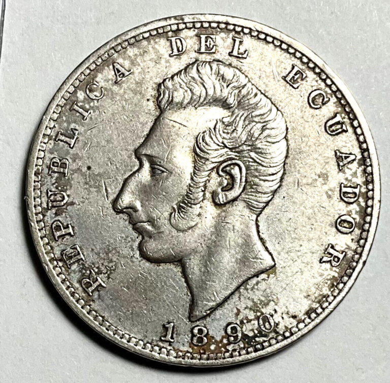 Read more about the article 1890 Ecuador 1 Silver Sucres Extra Fine detail with old cleaning