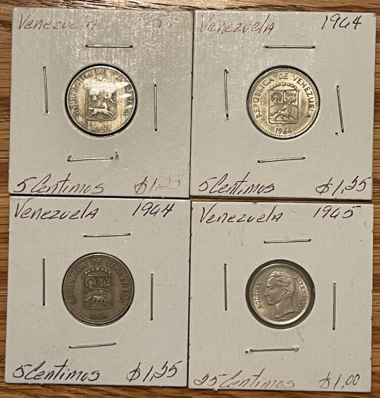 Read more about the article Lot of 4 Venezuela Coins   1958-1965  High Grade – Combined Shipping OK