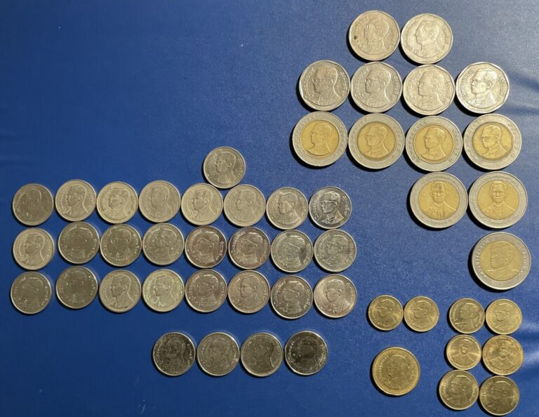 Read more about the article Lot of 51 coins From Thailand Baht Value Coins and Currency