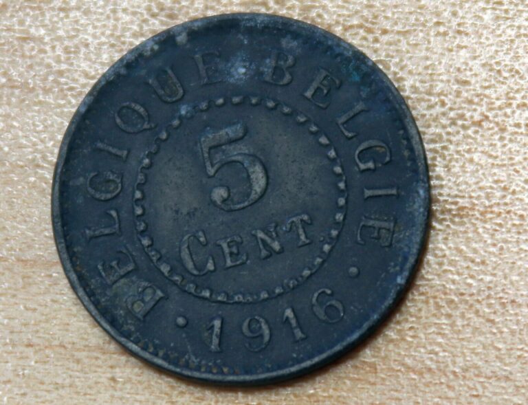 Read more about the article 1916 Belgium 5 Centimes Zinc WWI Coin