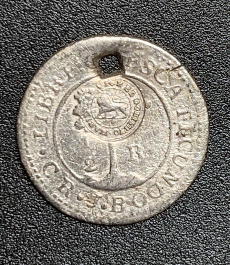 Read more about the article Costa Rica 1846 1/2 Real Lion Counterstamp Countermark STRONG DETAILS! Holed.