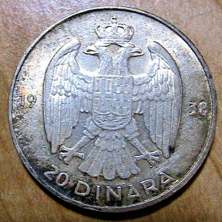 Read more about the article 1938 Yugoslavia 20 Dinara Silver Ch AU Lustrous  King Petar II Jugoslavije Coin