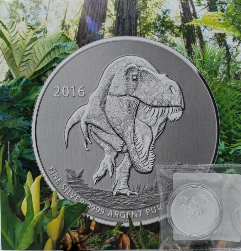 Read more about the article 2016 Canada T Rex Dinosaur Proof SILVER 99.99% $20 for $20 Dollar Coin Mint UNC