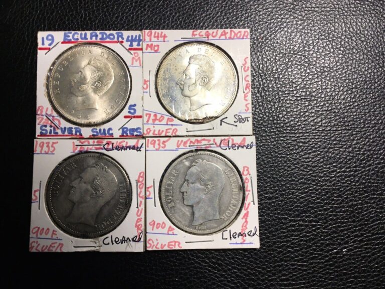 Read more about the article 4 Coins 2 Ecuador 5 Sucres 2 Venezuelan 5 Bulivares Silver Coins C Photos