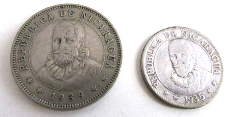 Read more about the article 1935 and 1939 NICARAGUA Central America World Coins  1939 25 cent. 1935 10 cent