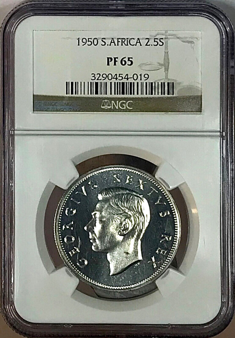 Read more about the article 1950 South Africa George VI Silver Proof 2 1/2 Shilling NGC PF65 Low Mintage 500