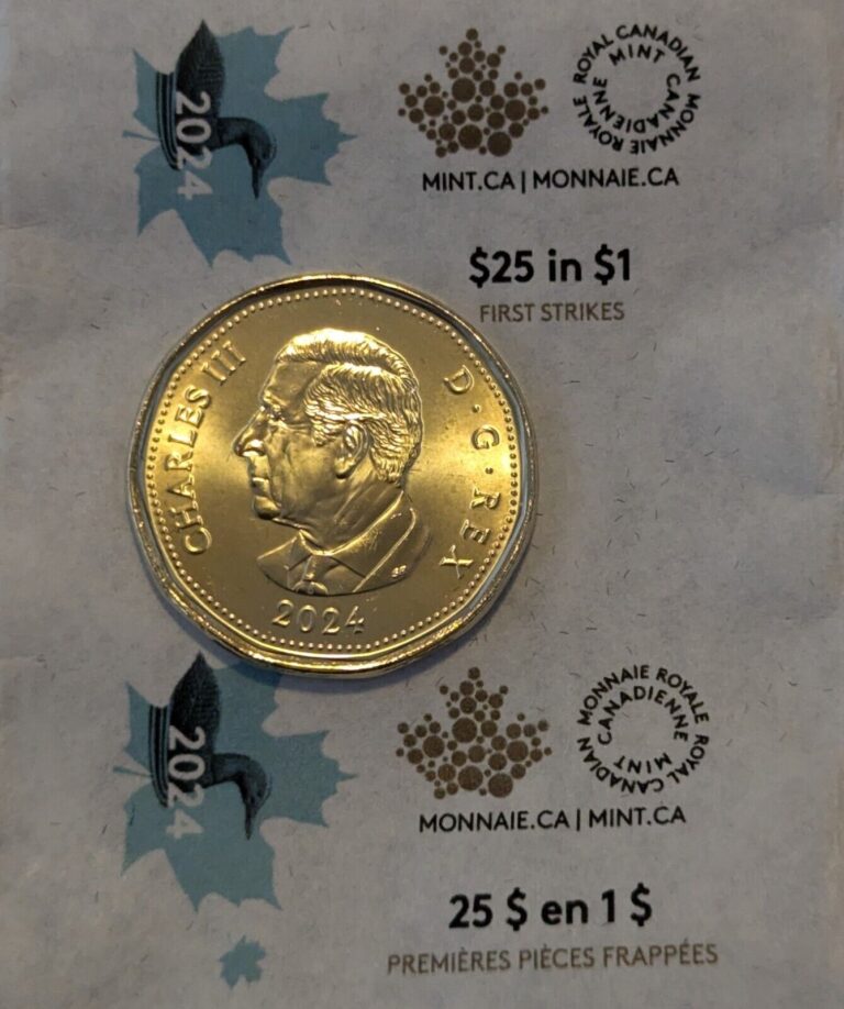 Read more about the article 2024 UNC $1  Un dollar  Loonie  Canada  First Strike  Charles III