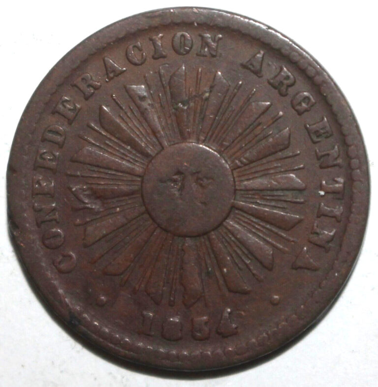 Read more about the article Argentine Confederation 1 Centavo Coin 1854 KM# 23 Argentina Sun One