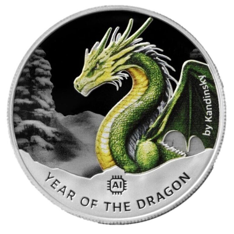 Read more about the article 2024 Laos Year of the Green Dragon AI generated Silver Color Coin Chinese Lunar