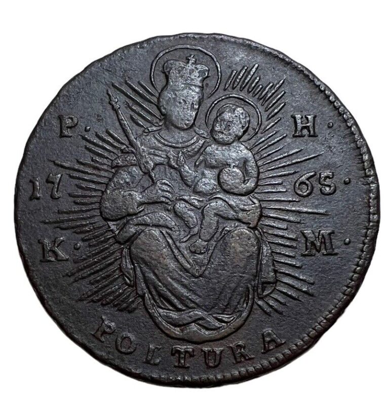 Read more about the article 1765 HUNGARY Maria Theresia MADONNA and Child ANTIQUE Poltura Coin