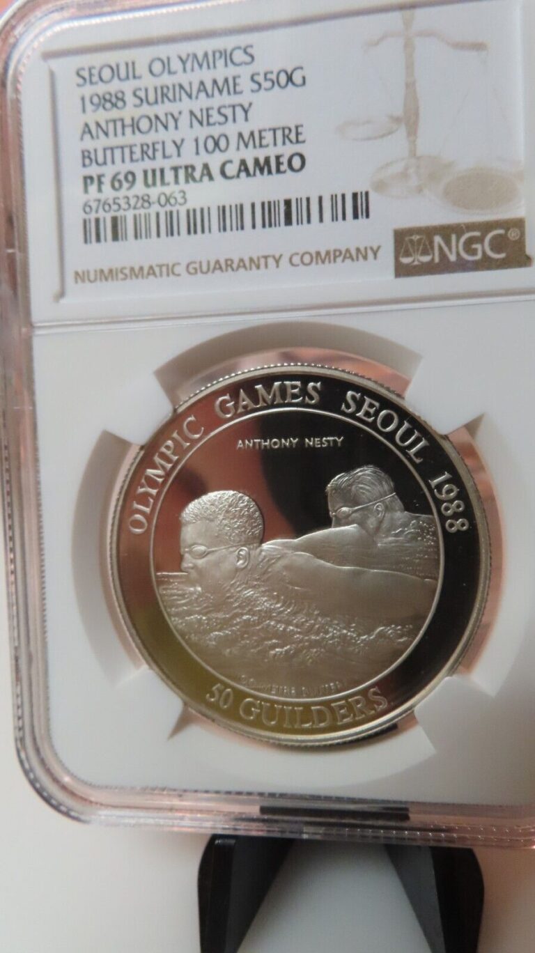 Read more about the article SURINAME 50 guilders 1988 KM#28 Seoul Olympics SILVER 0.925-28.28 gr. (SC/UNC)