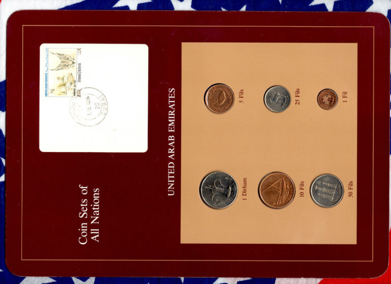 Read more about the article Coin Sets of All Nations UAE United Arab Emirates UNC 1989 1 Dirham  1 Fil 1988