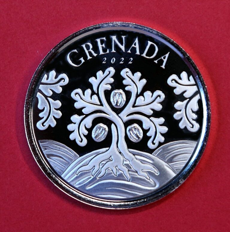 Read more about the article 2022 Grenada NUTMEG Tree 1 oz. Silver BU Finish  Vinyl Flip-Free Ship