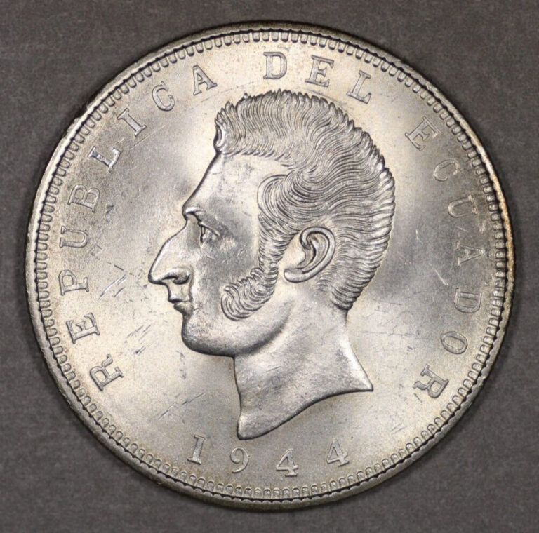 Read more about the article 1944 Ecuador Silver 5 Sucres Uncirculated