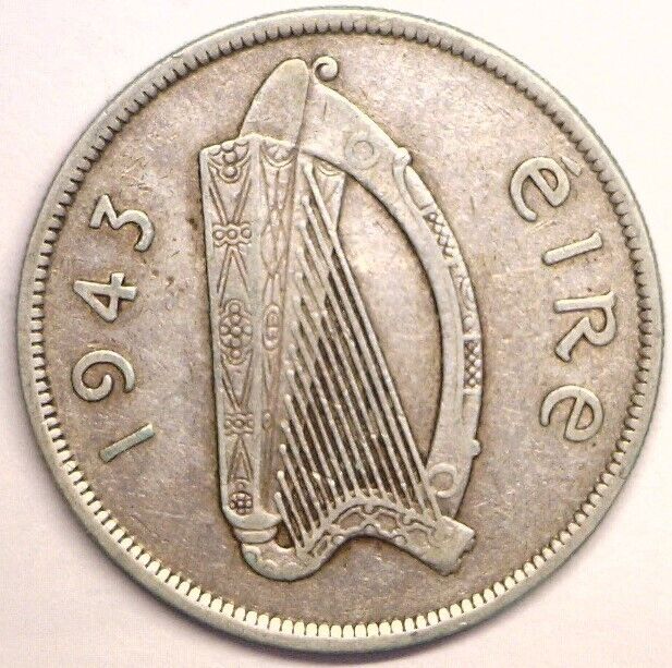 Read more about the article 1943 Ireland 1/2 Crown SILVER Coin  EXTREMELY RARE  Mintage-1 000  Est 500 Known