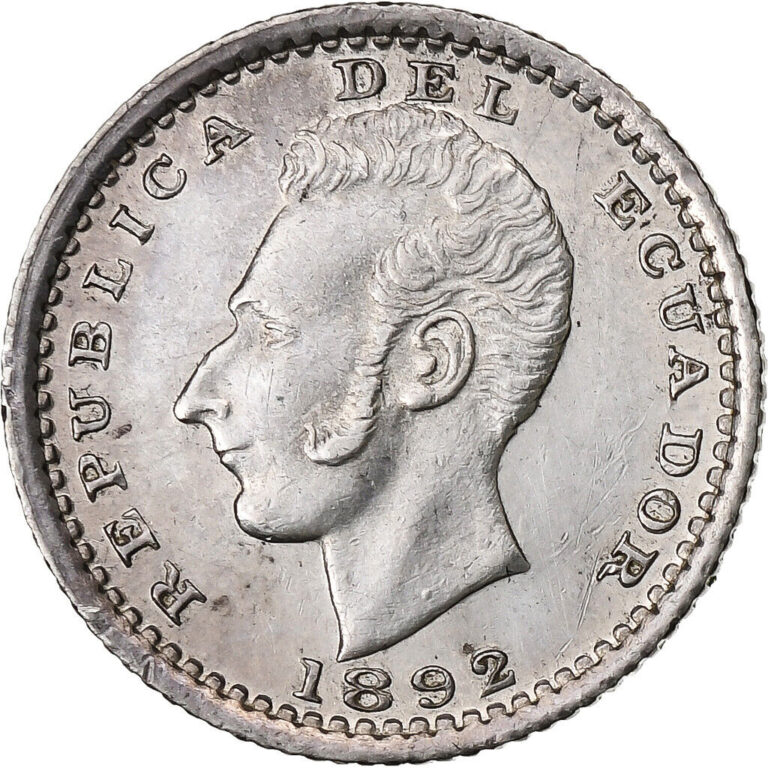 Read more about the article [#1220489] Ecuador  Decimo  Un  1892  Lima  Silver  MS  KM:50.3