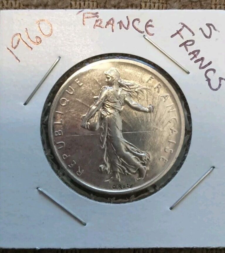 Read more about the article 1960 France  5 Francs .835 Silver Coin KM #926 . Very Nice AU Condition Coin!!