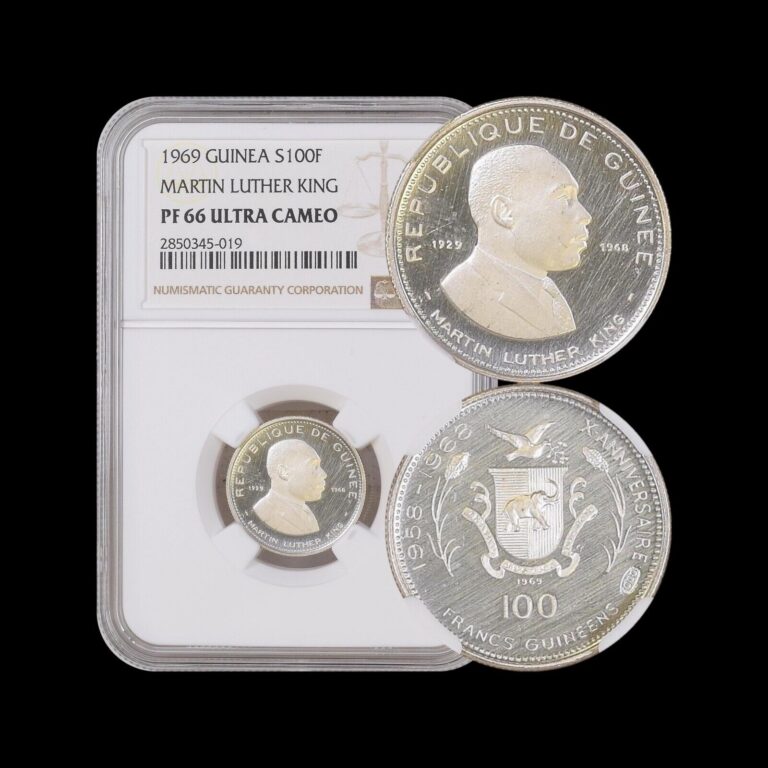 Read more about the article GUINEA. 1969  100 Francs  Silver – NGC PF66 – Martin Luther King  Jr. MLK RARE