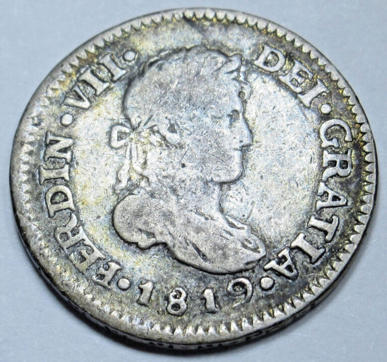 Read more about the article 1819 NG M Guatemala Silver 1/2 Reales Antique 1800s Spanish Colonial Pirate Coin