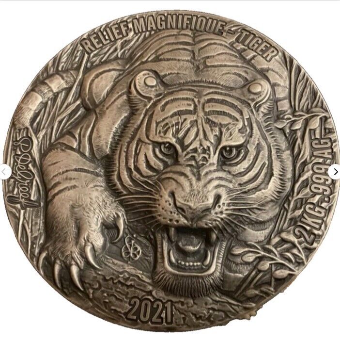 Read more about the article TIGER Relief Magnifique “2 Kilo” Silver Coin 20000 Francs Ivory Coast 2021 🔥